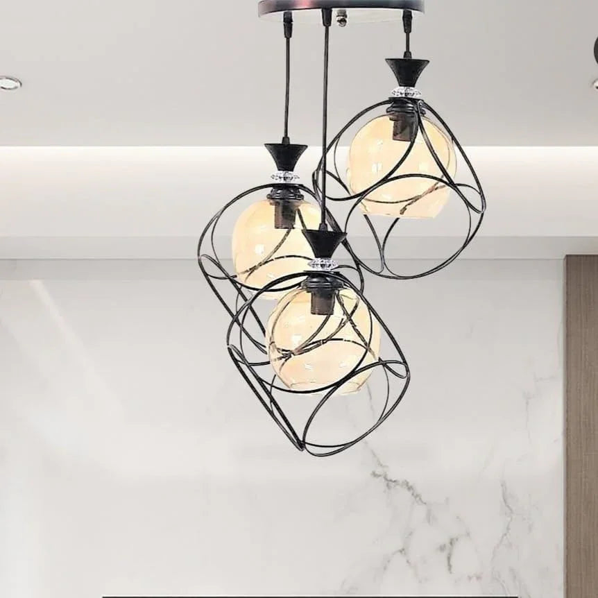 Triple ceiling lamp - Black - 80x30 cm - Cataloug