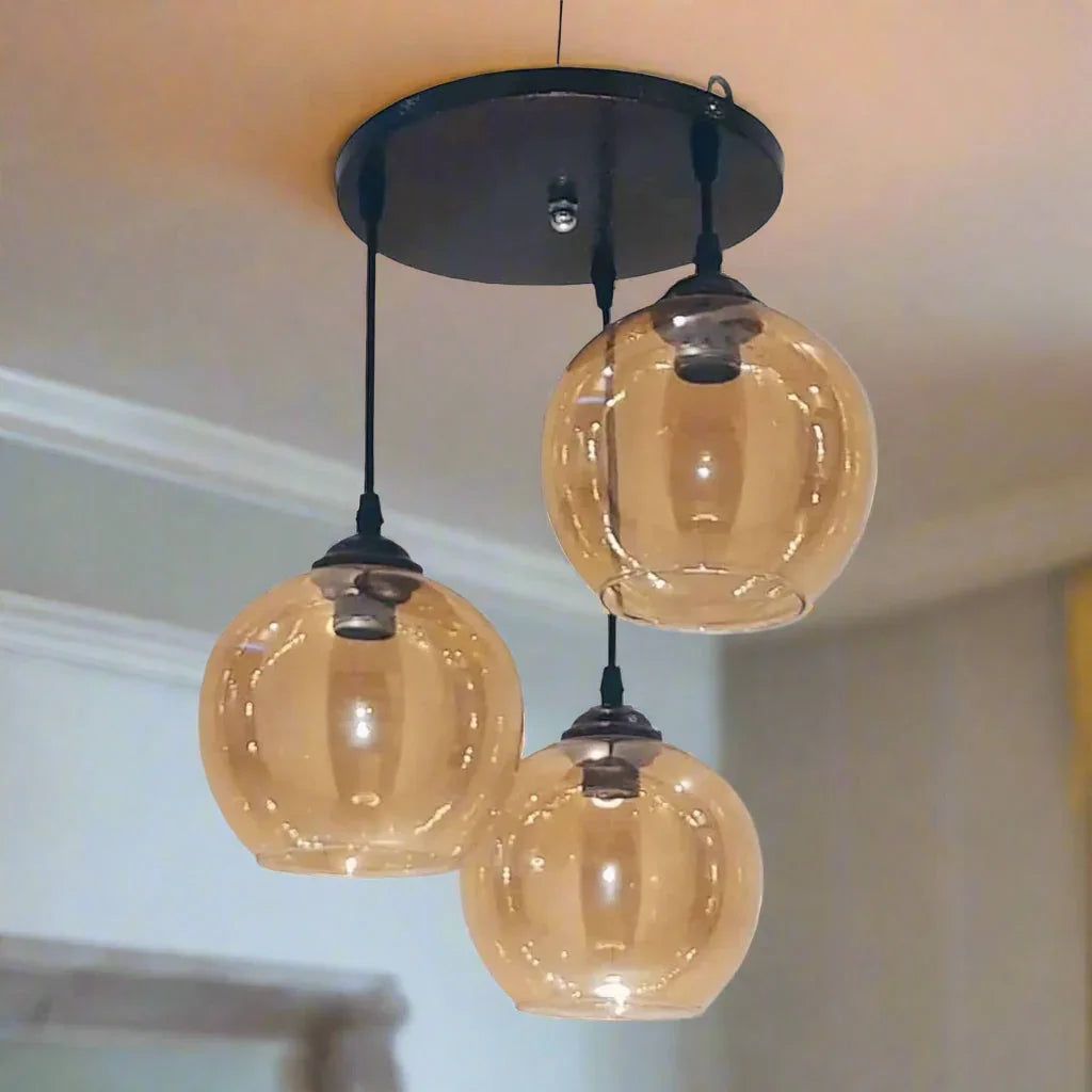 Triple ceiling lamp - Black - 75x30 cm - Cataloug