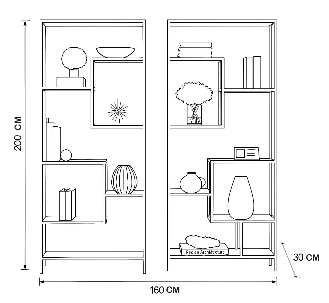 Display Unit - Steel - MDF - Black - 160x30x200 cm - Cataloug