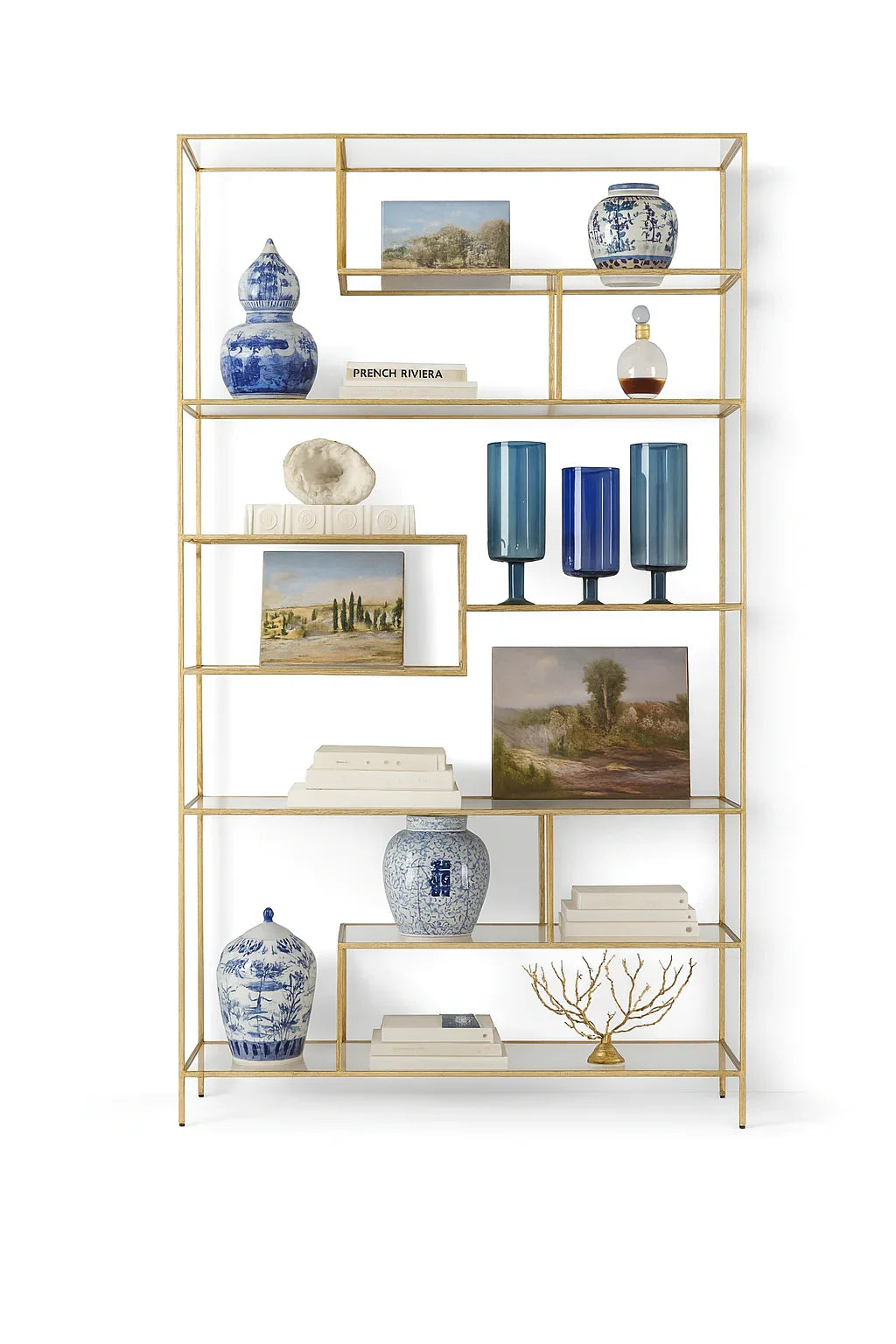 Display Unit - Steel - Glass - Gold - 130x30x200 cm - Cataloug