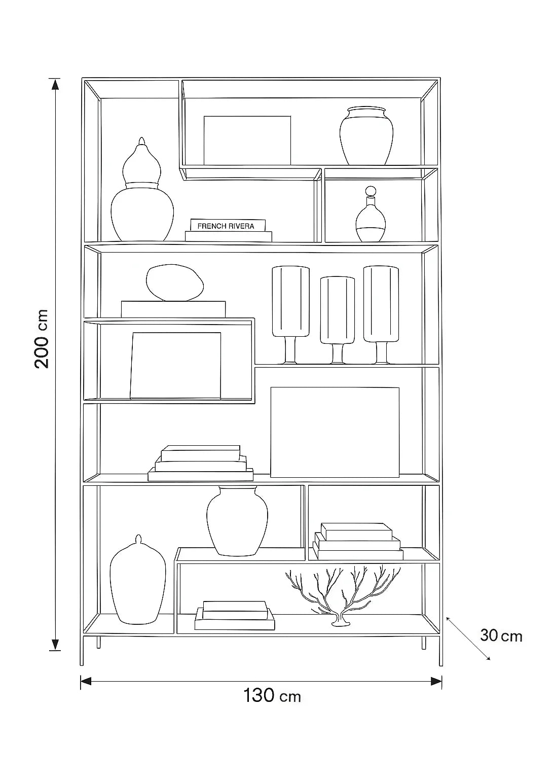 Display Unit - Steel - Glass - Gold - 130x30x200 cm - Cataloug