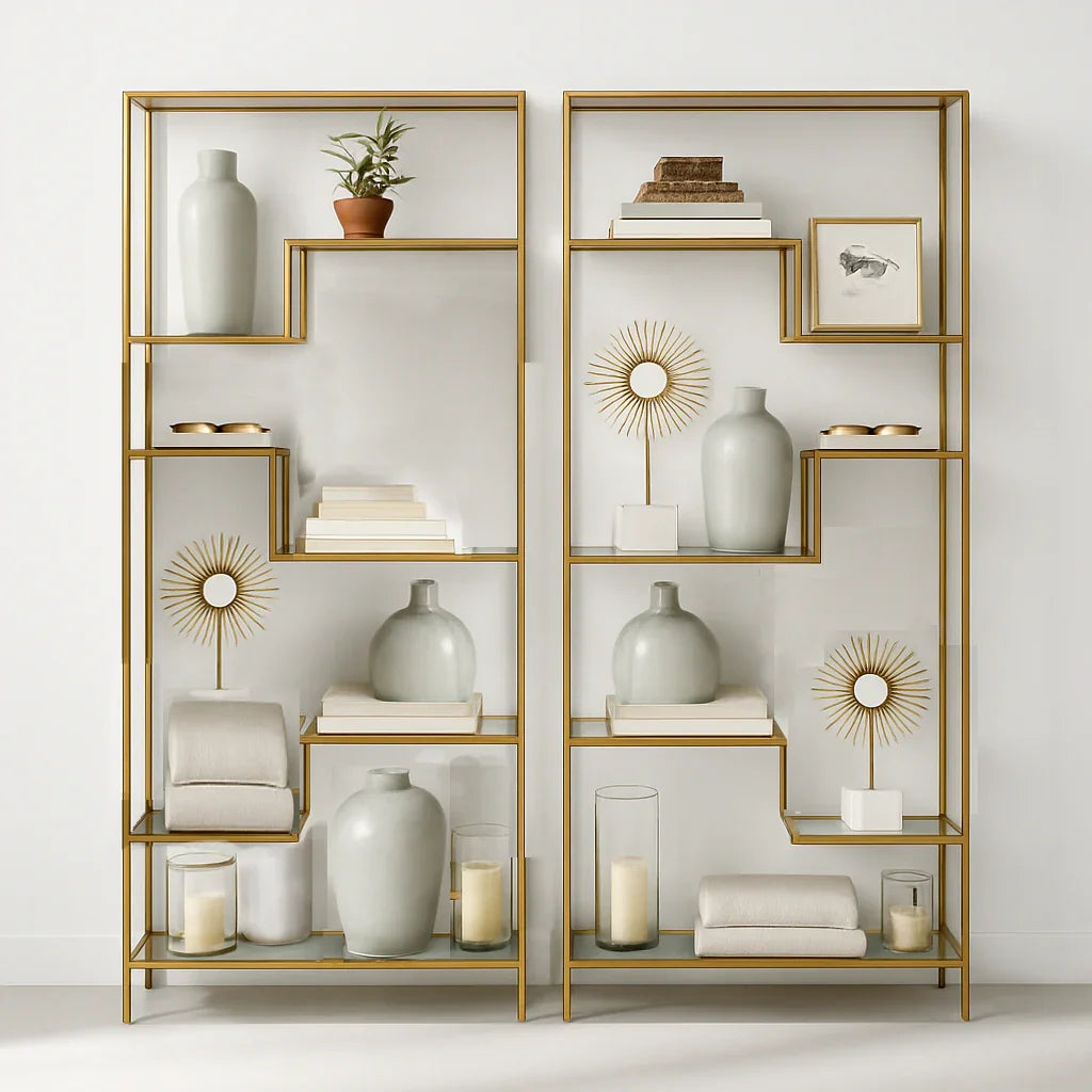 Display Unit - Steel - Glass - Gold - 200x30x200 cm - Cataloug