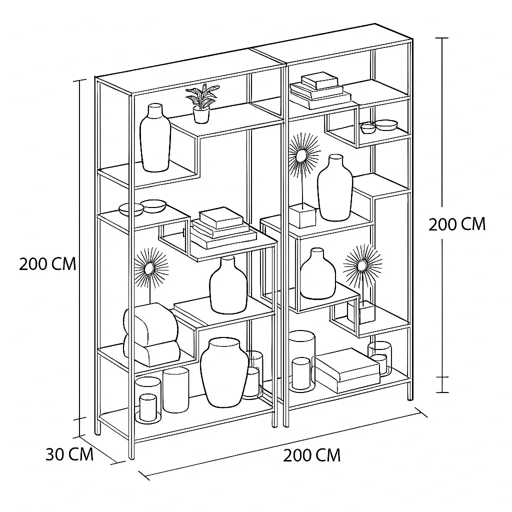 Display Unit - Steel - Glass - Gold - 200x30x200 cm - Cataloug