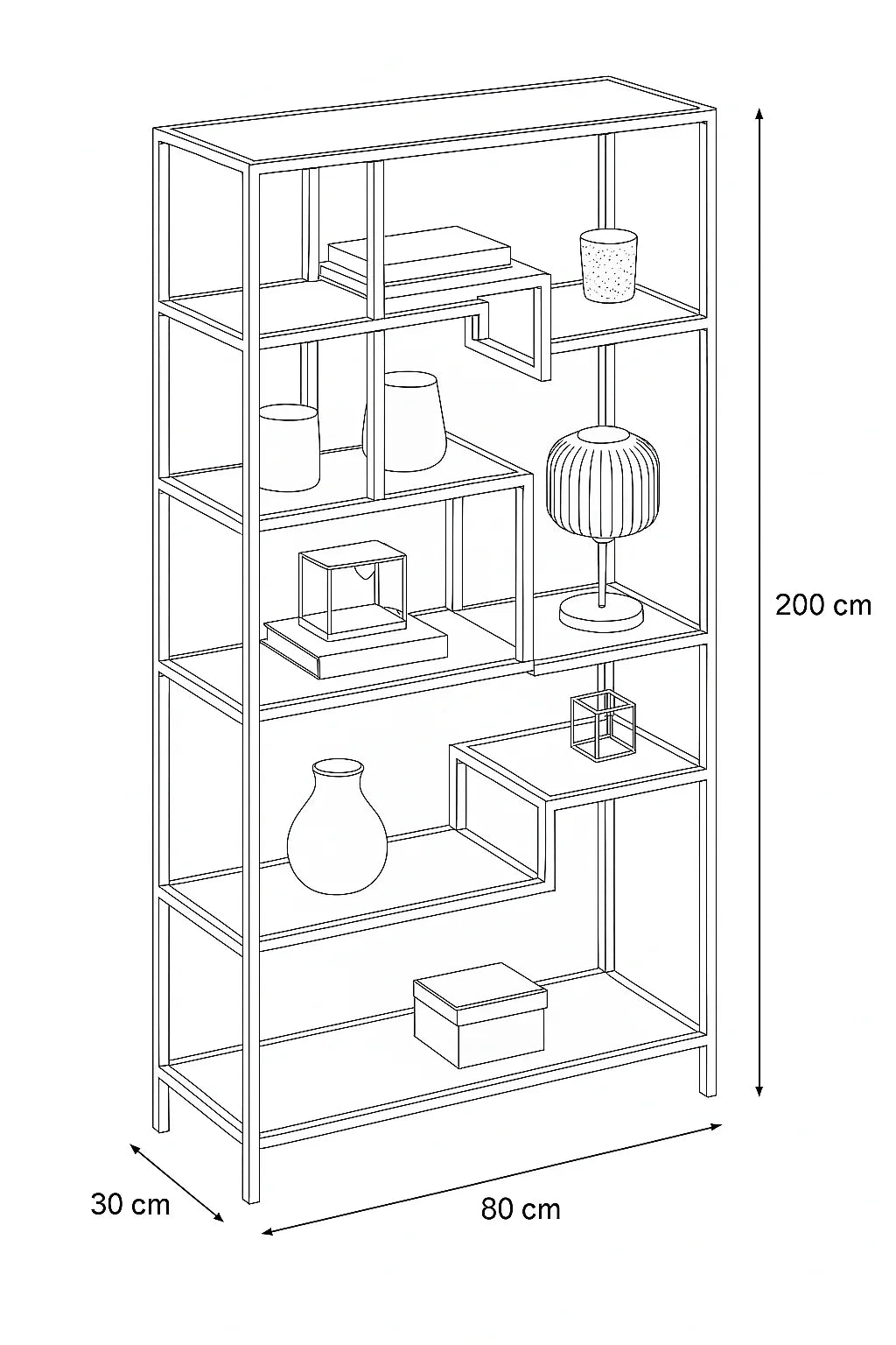 Display Unit - Steel - Glass - Gold - 80x30x200 cm - Cataloug