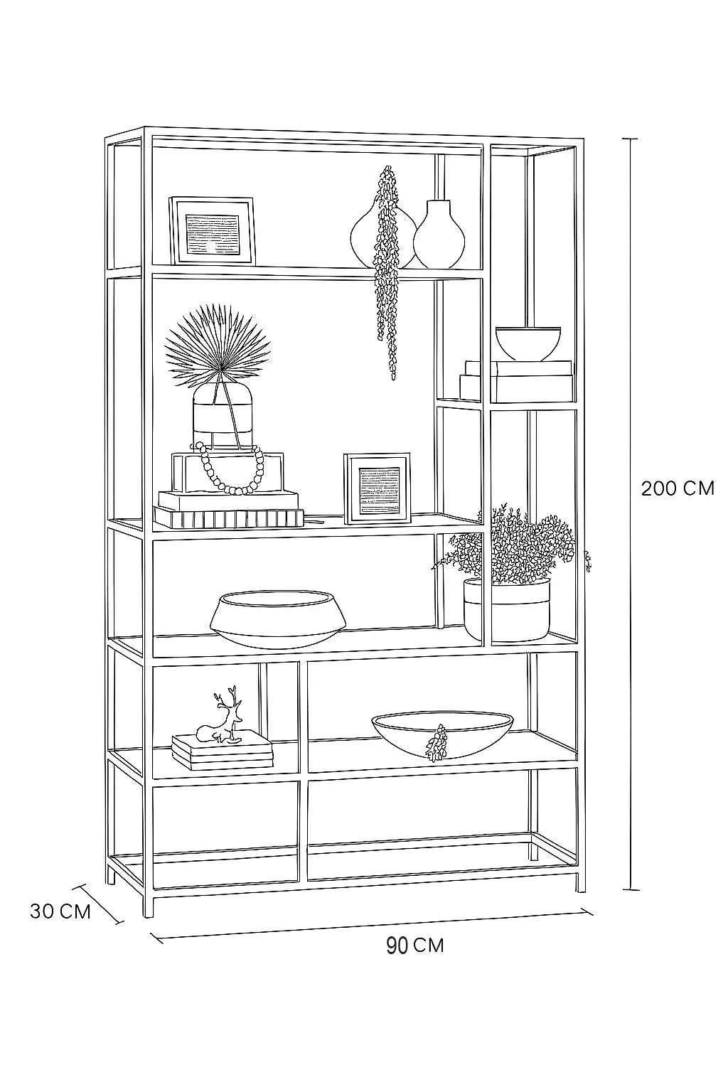 Display Unit - Steel - MDF - Gold - 90x30x200 cm - Cataloug