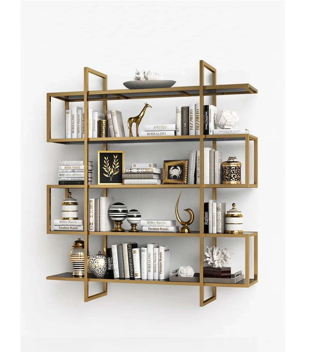 Display Unit - Steel - Glass - Gold - 160x30x200 cm - Cataloug