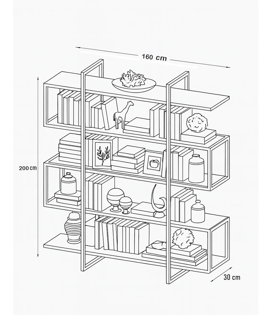 Display Unit - Steel - Glass - Gold - 160x30x200 cm - Cataloug