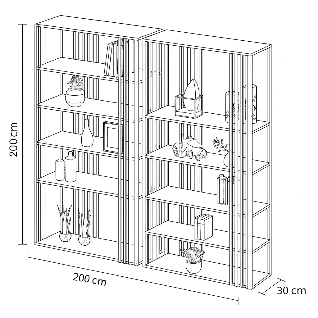 Display Unit - Steel - MDF - Black & Brown - 200x30x200 cm - Cataloug