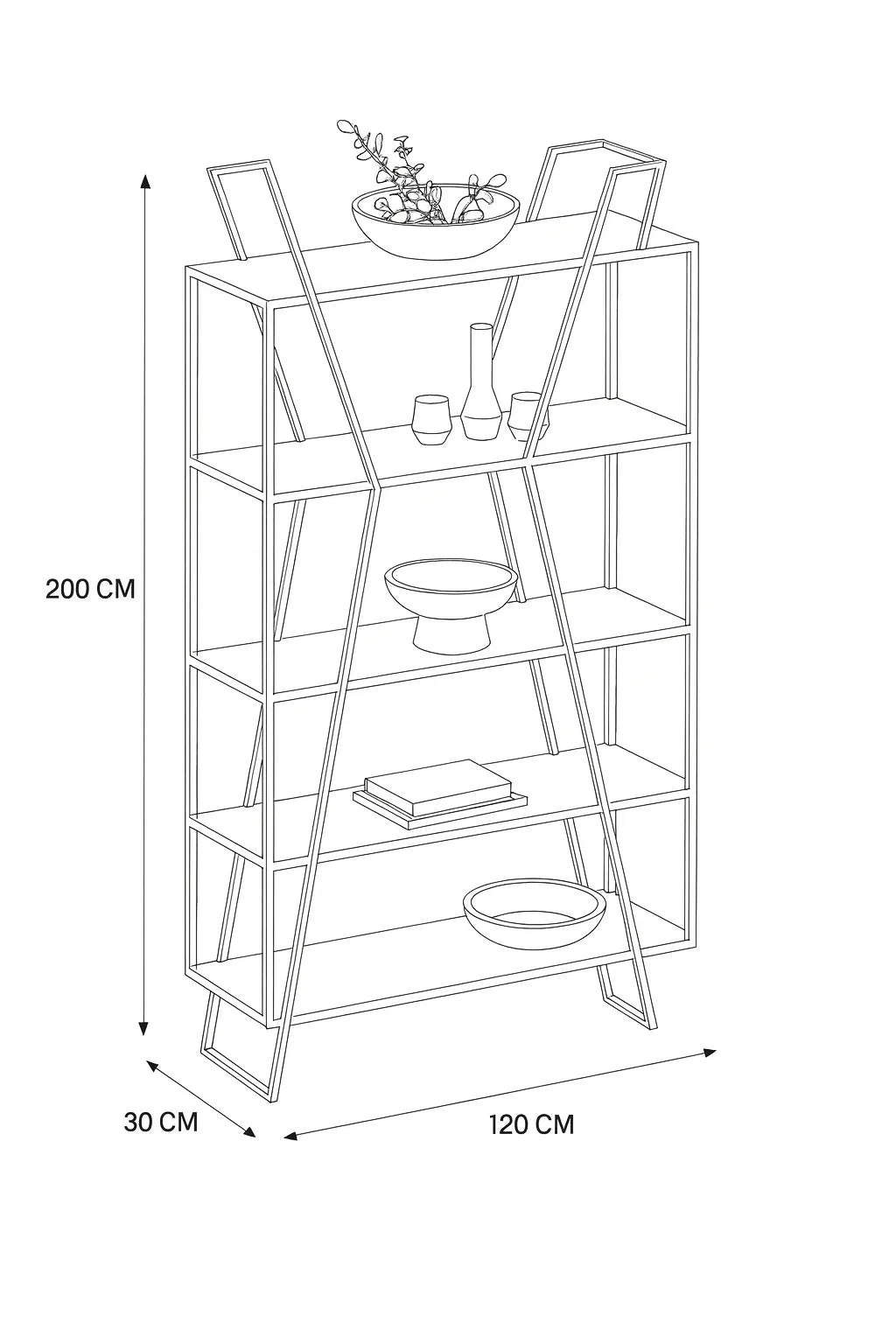 Display Unit - Steel - Glass - Black - 120x30x200 cm - Cataloug