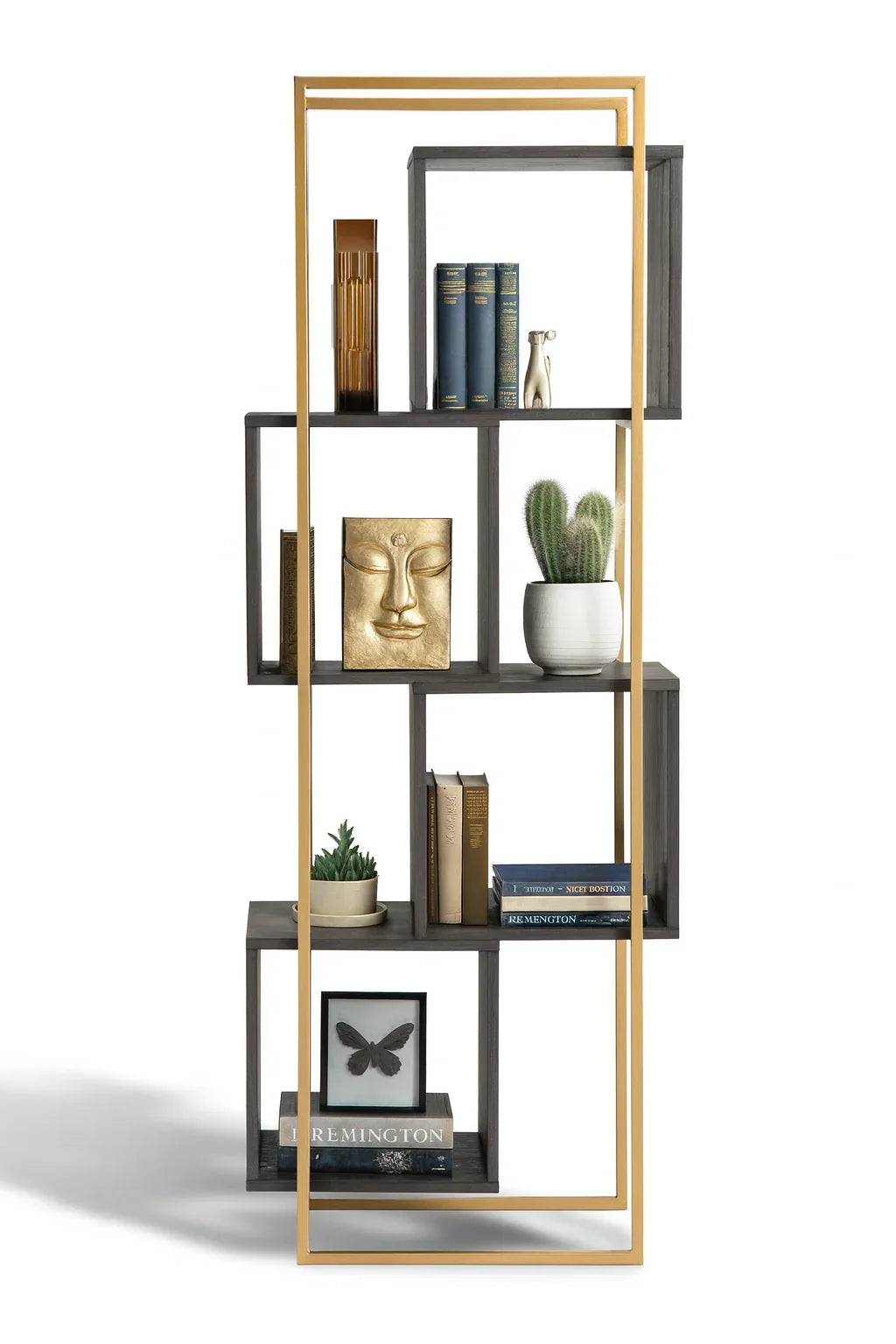 Display Unit - Steel - MDF - Gold & Grey - 60x30x180 cm - Cataloug