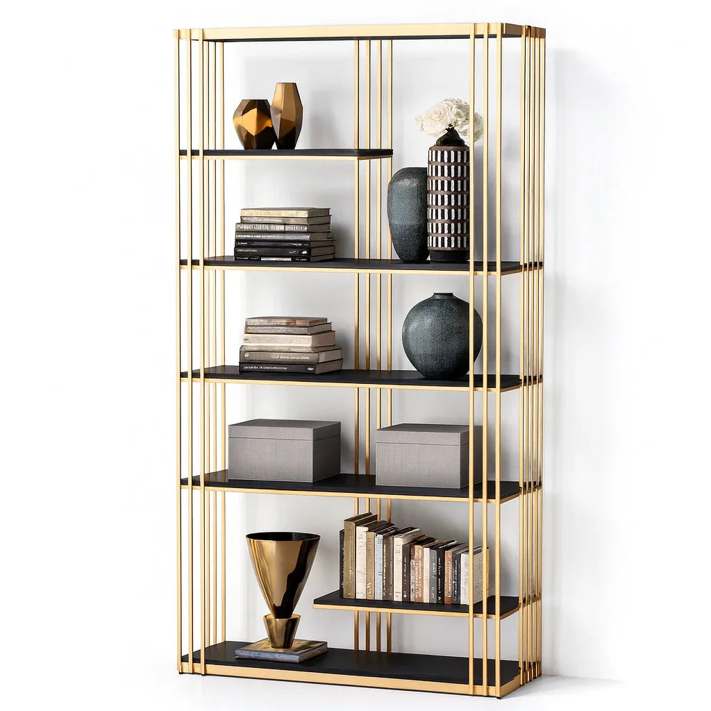 Display Unit - Steel - MDF - Gold & Black - 100x30x200 cm - Cataloug