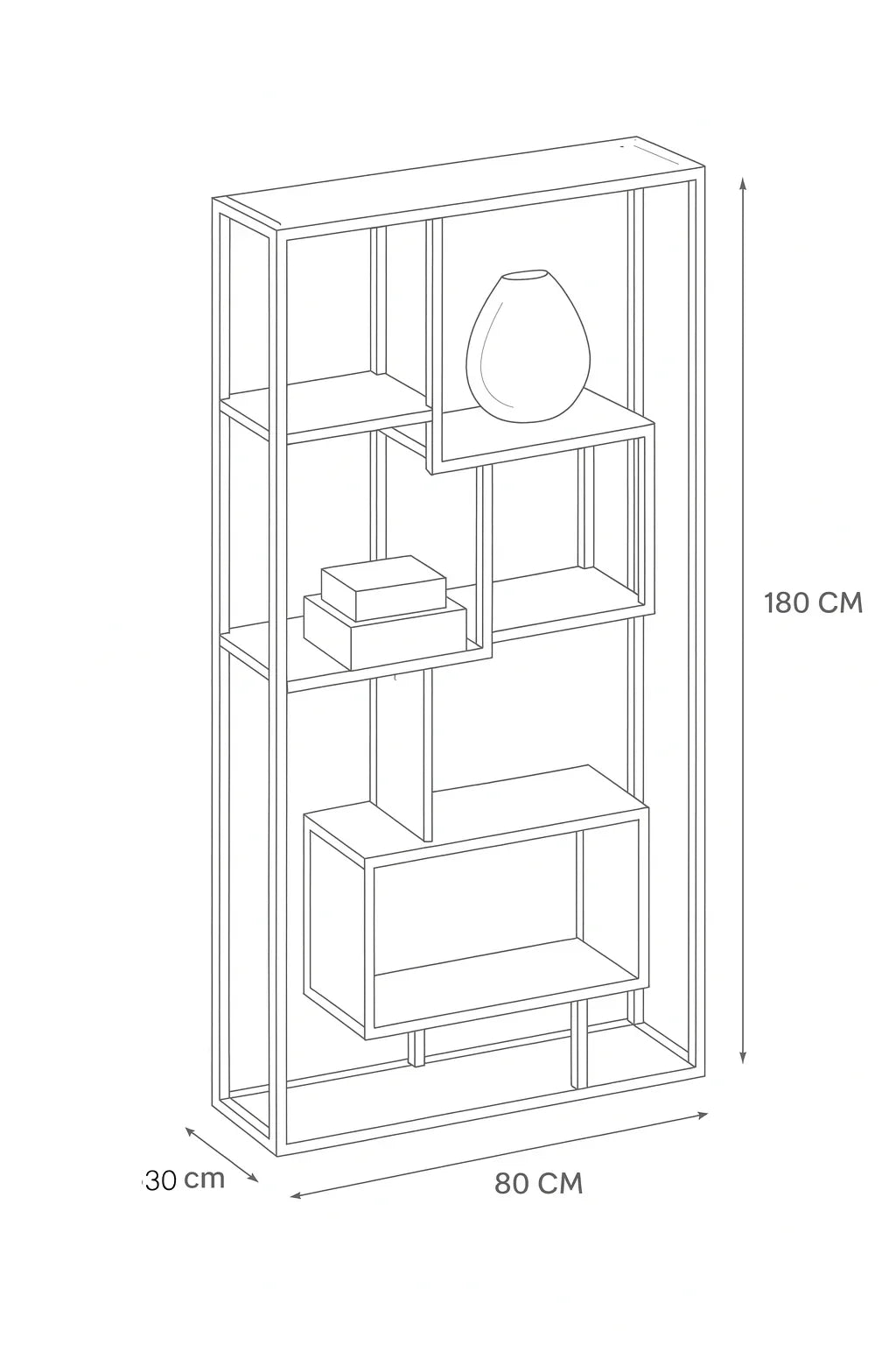 Display Unit - Steel - MDF - Gold & Grey - 80x30x180 cm - Cataloug
