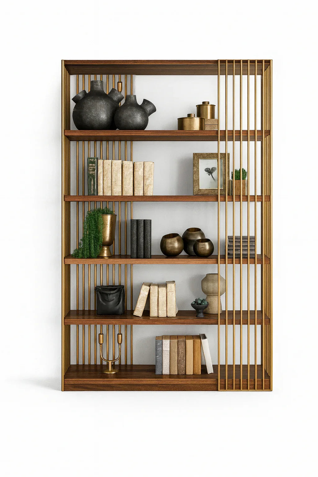 Display Unit - Steel - MDF - Gold & Brown - 180x35x120 cm - Cataloug