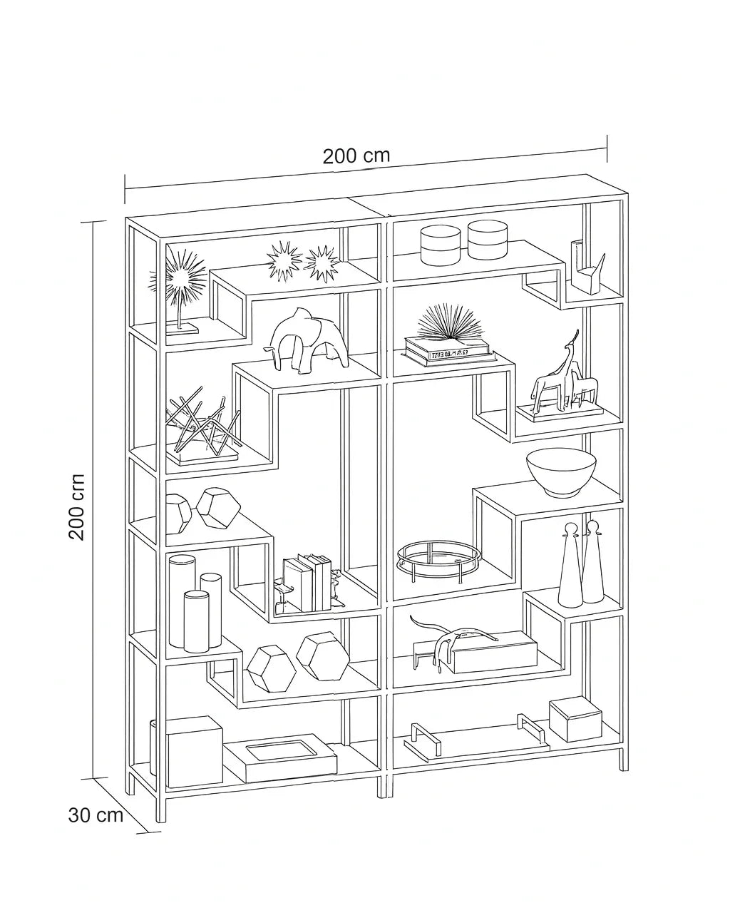 Display Unit - Steel - Glass - Gold - 200x30x200 cm - Cataloug