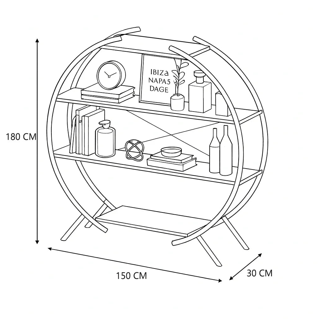 Display Unit - Steel - MDF - Gold & White - 150x30x180 cm - Cataloug