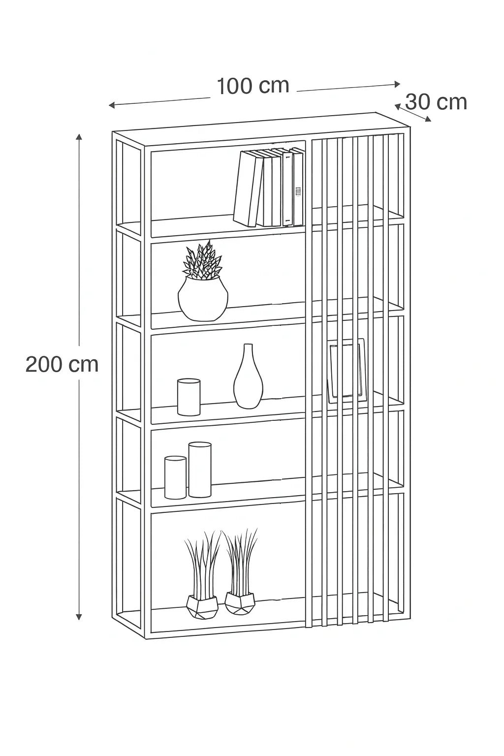 Display Unit - Steel - MDF - Black & Brown - 100x30x200 cm - Cataloug