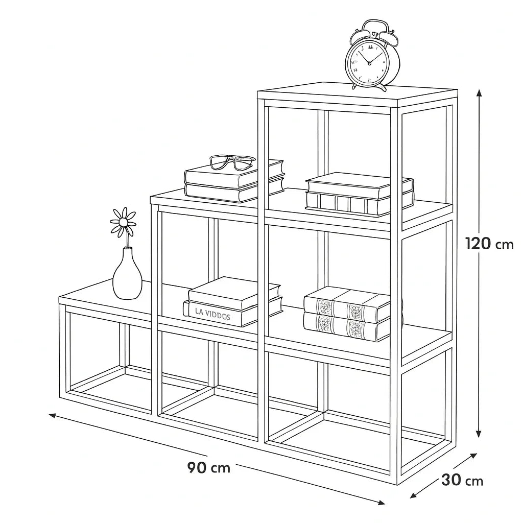 Display Unit - Steel - MDF - Black & Brown- 90x30x120 cm - Cataloug