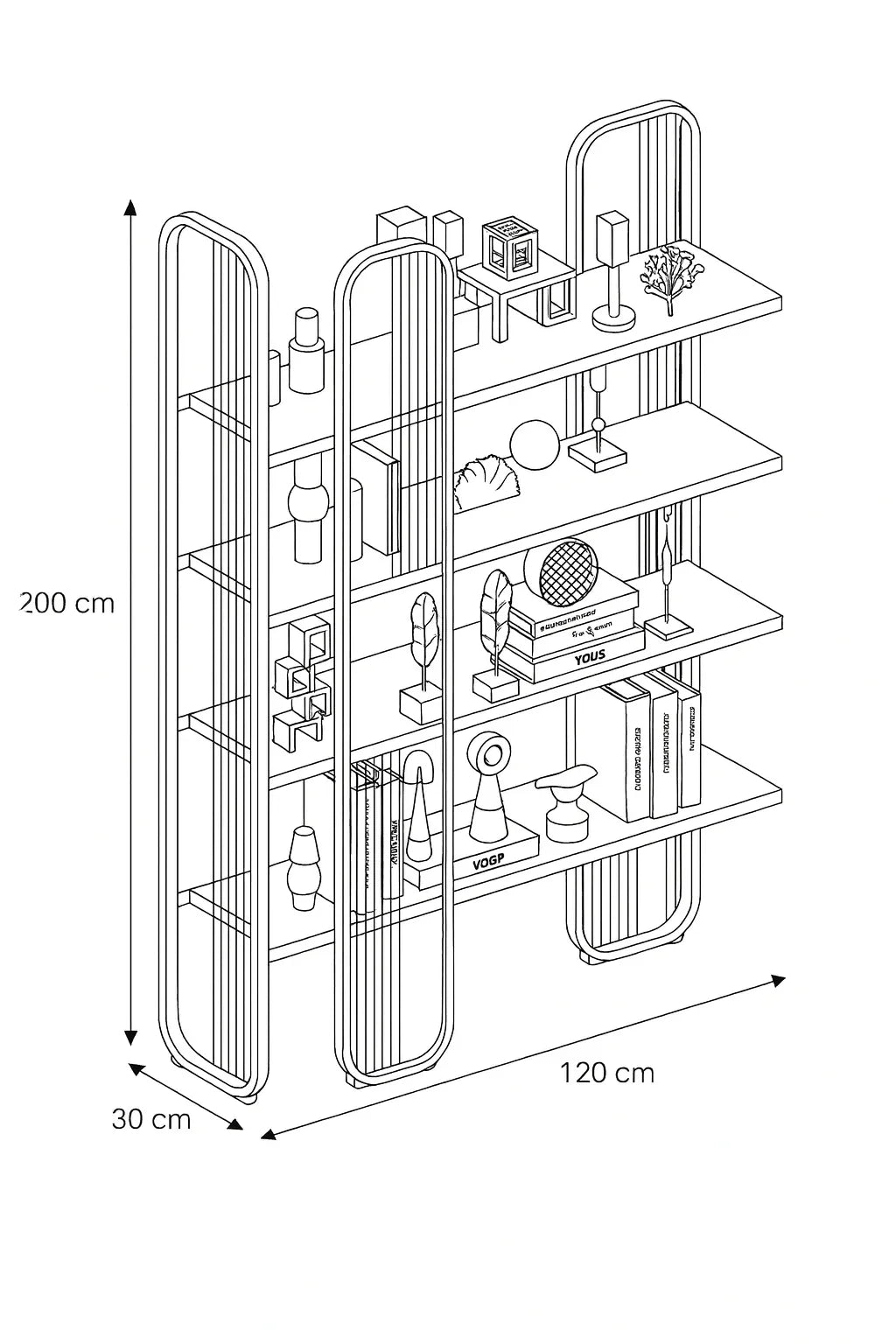 Display Unit - Steel - MDF - Black & Grey - 120x30x200 cm - Cataloug