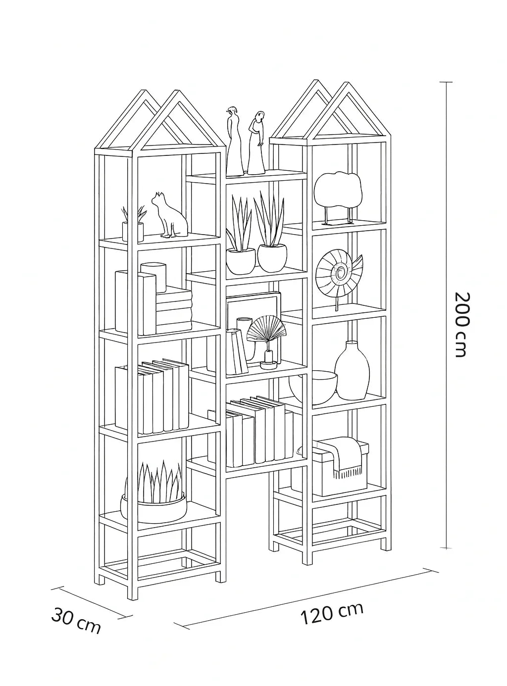 Display Unit - Steel - MDF - Black & Brown - 200x30x120 cm - Cataloug