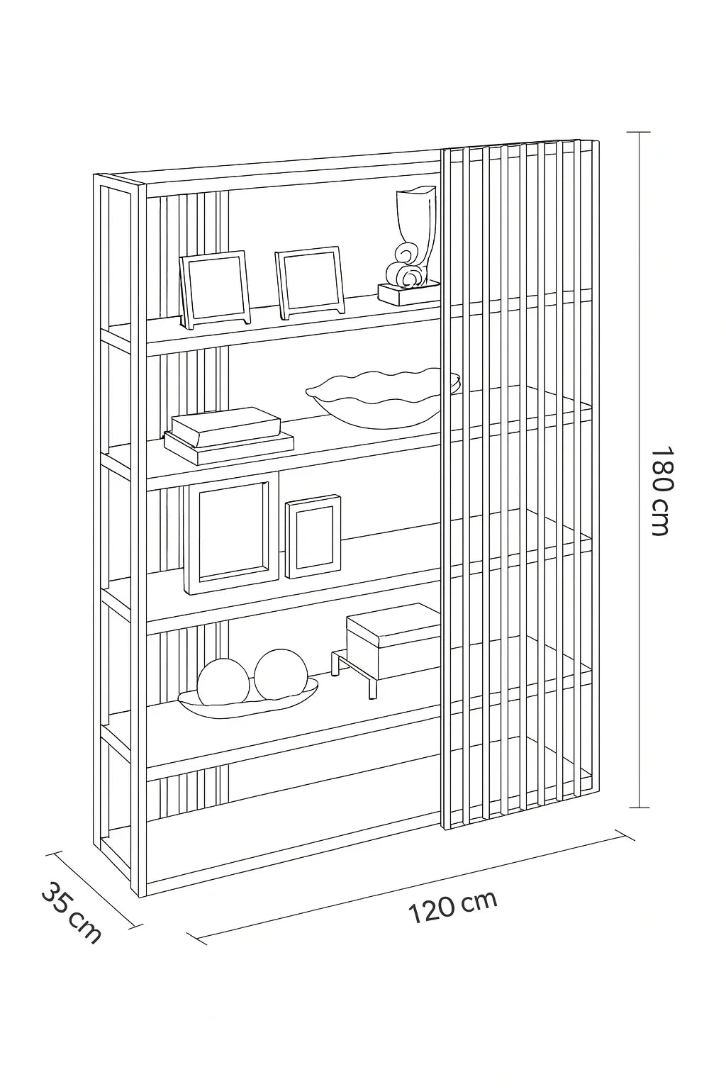 Display Unit - Steel - MDF - Gold & Grey - 120x35x180 cm - Cataloug