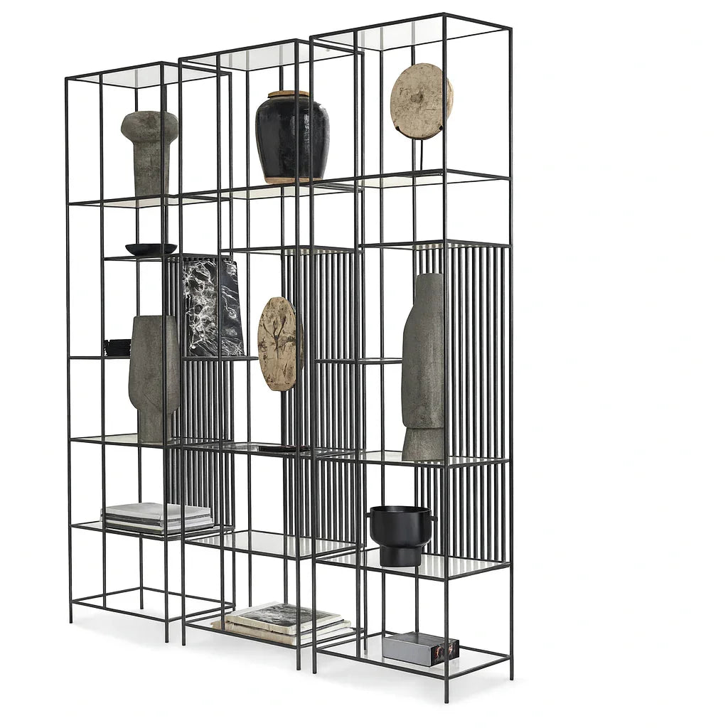 Display Unit - Steel - Glass - Black - 150x30x200 cm - Cataloug