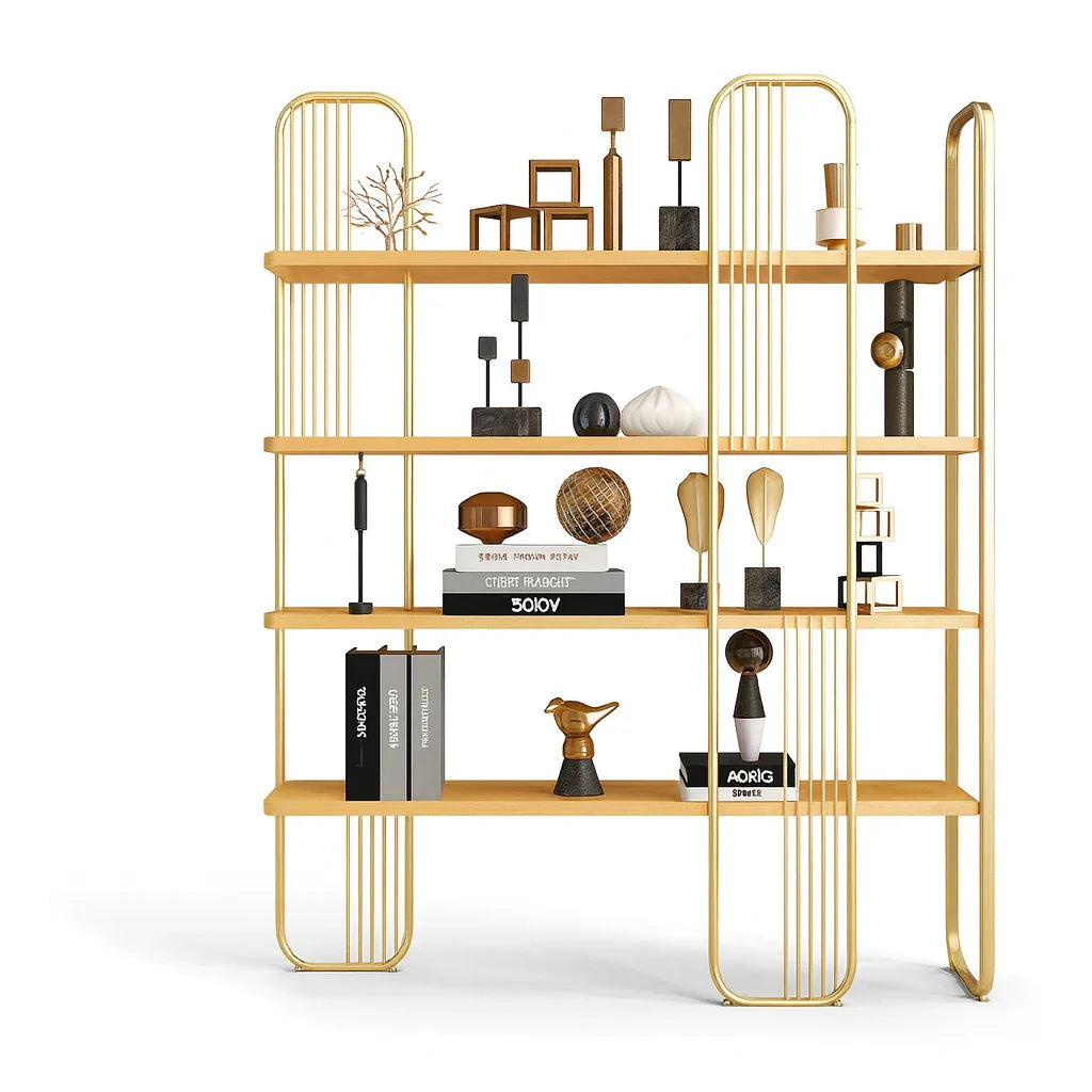 Display Unit - Steel - MDF - Gold & Beige - 120x30x200 cm - Cataloug