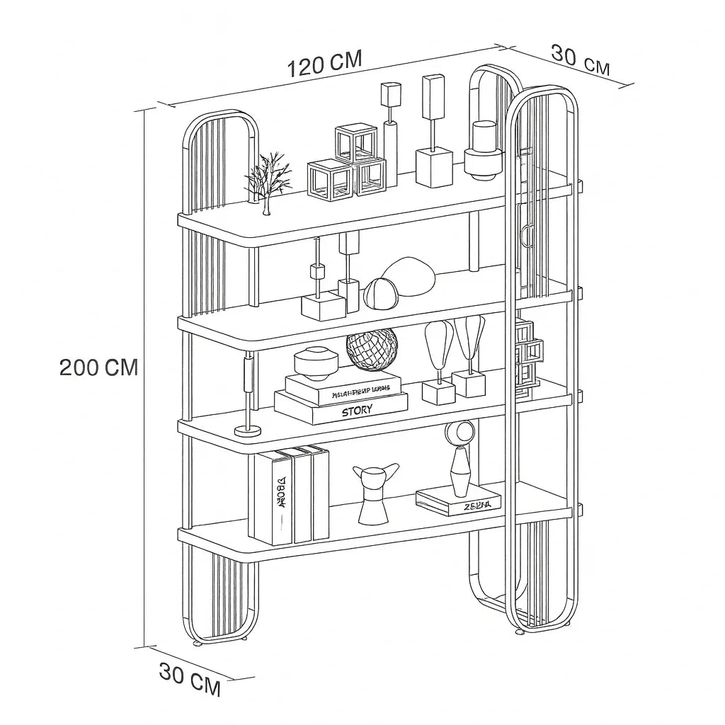 Display Unit - Steel - MDF - Gold & Beige - 120x30x200 cm - Cataloug