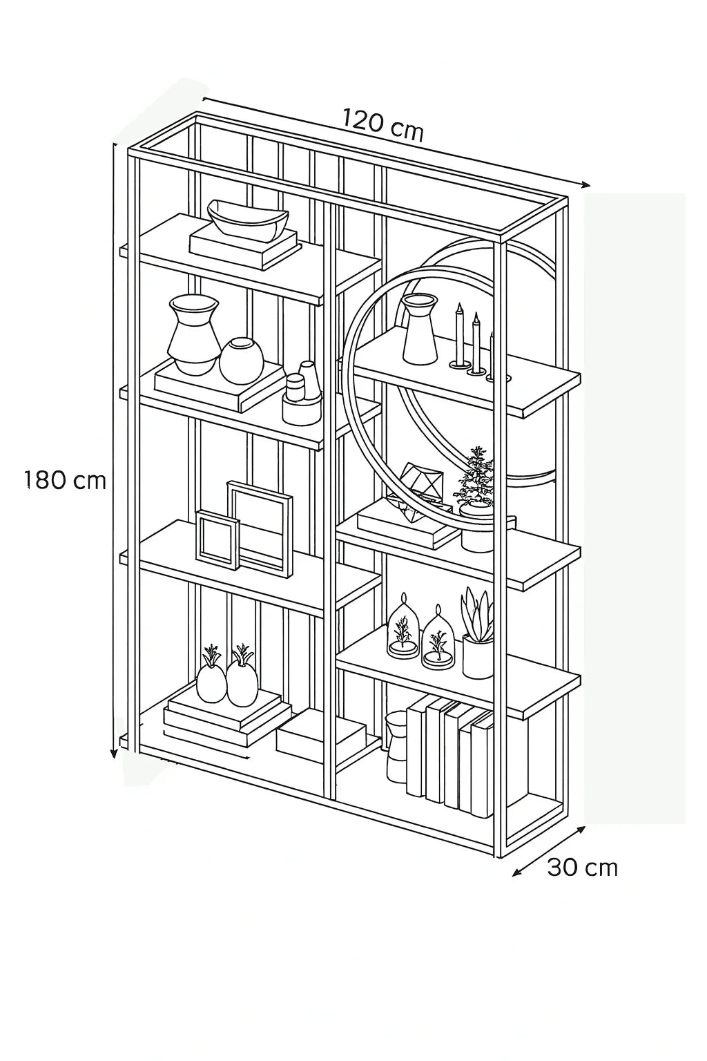 Display Unit - Steel - MDF - Gold & White - 120x30x180 cm - Cataloug