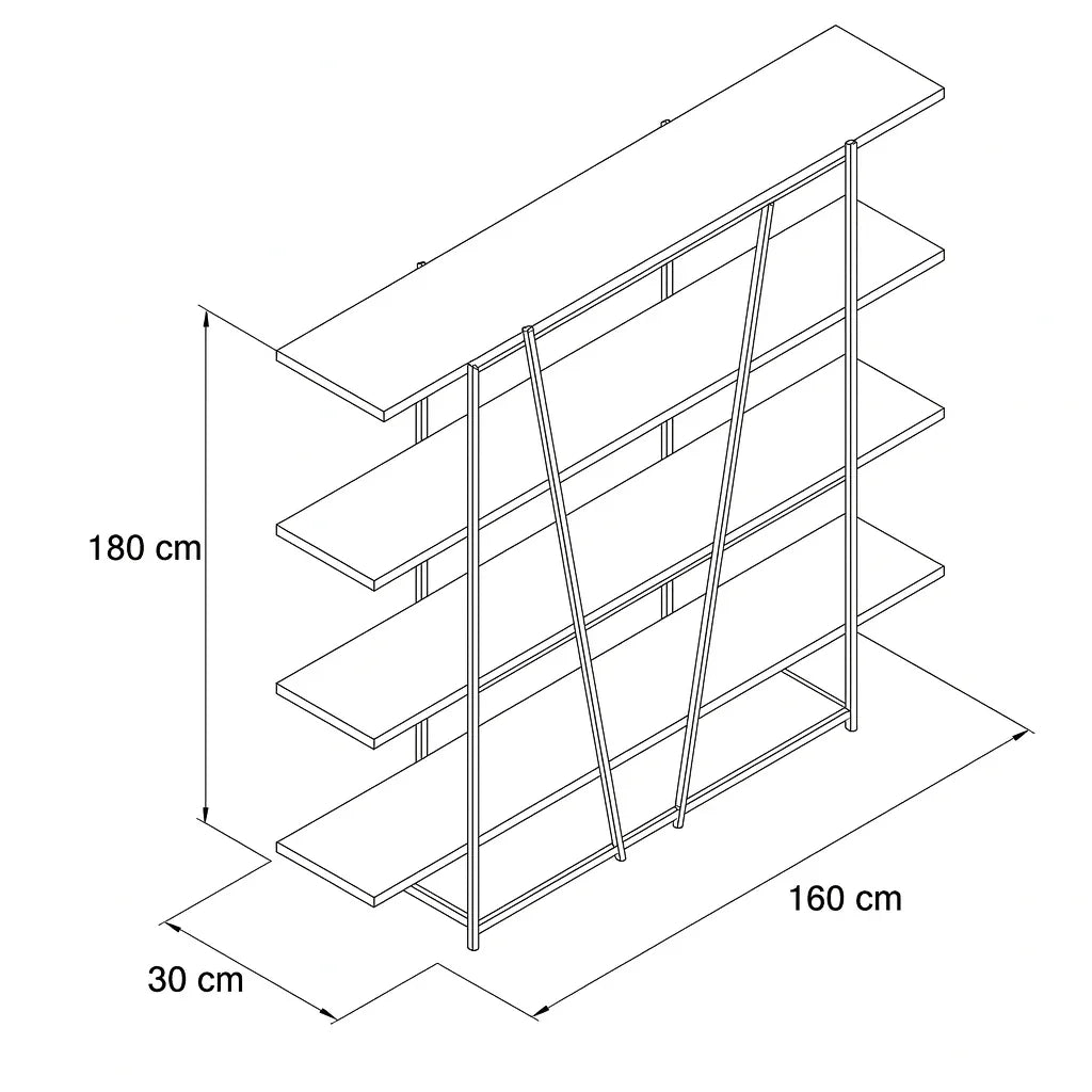Display Unit - Steel - MDF - Gold & Black - 160x30x180 cm - Cataloug