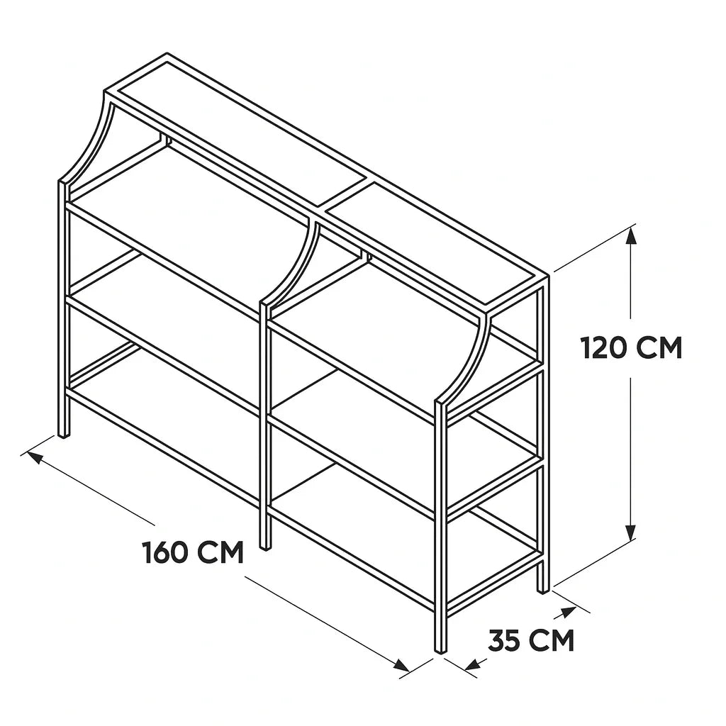 Display Unit - Steel - Glass - Gold - 160x35x120 cm - Cataloug