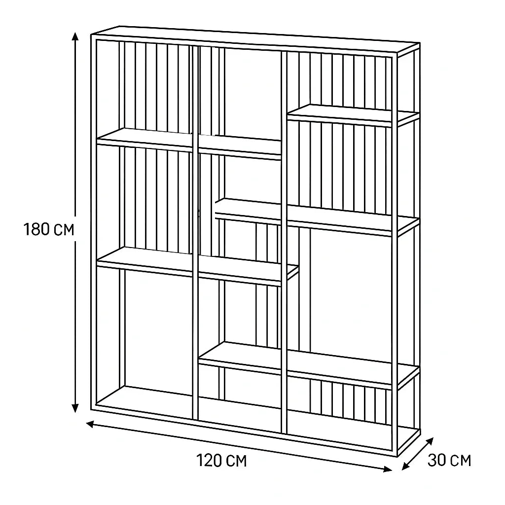Display Unit - Steel - MDF - Black - 120x30x180 cm - Cataloug