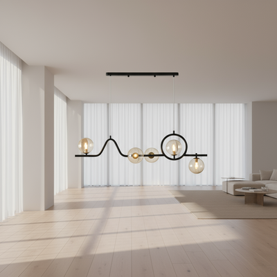 Ceiling Lamp -Steel - Black - 100x170 cm