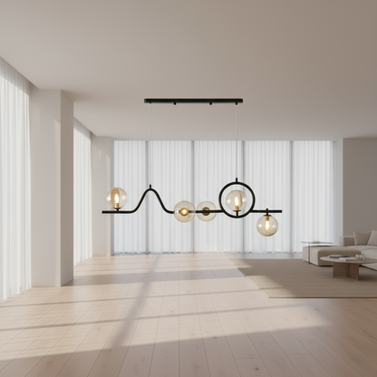 Ceiling Lamp -Steel - Black - 100x170 cm