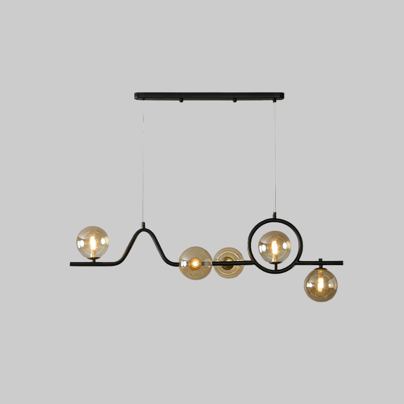 Chandelier with dimensions on a gray background