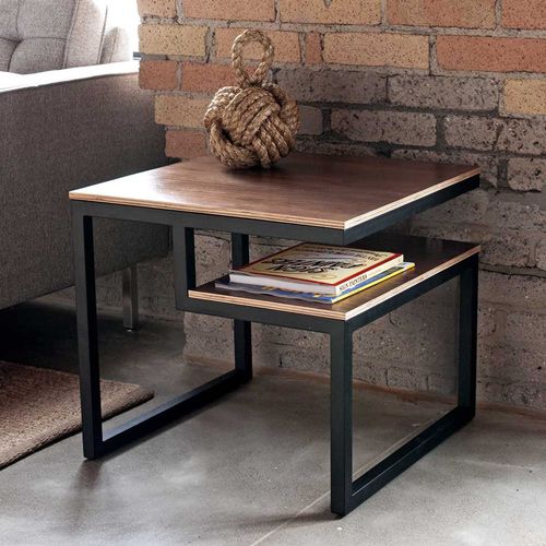 Side Table  Steel  MDF Black