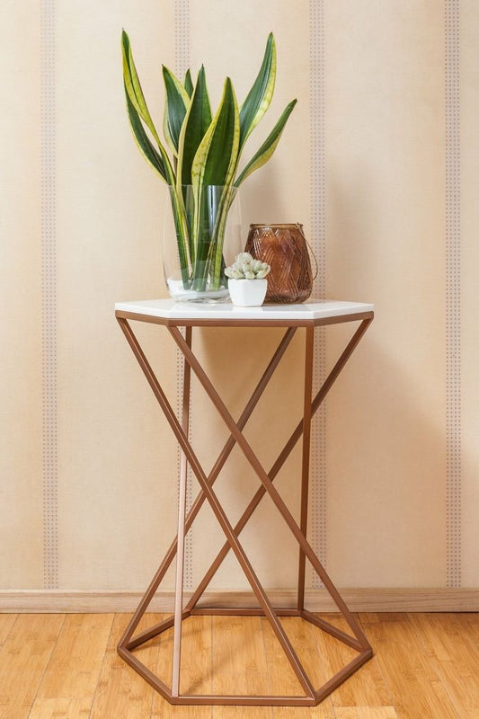Side Table  Steel  Marble Copper