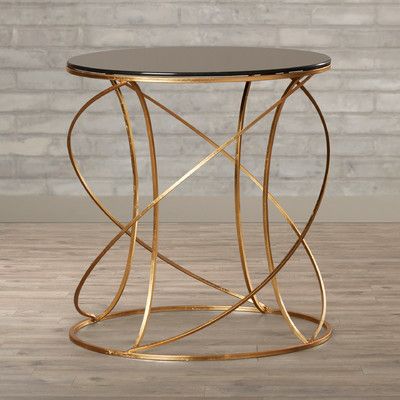 Side Table  Steel  Glass Gold