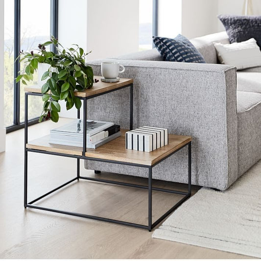 Side Table  Steel  MDF  Black