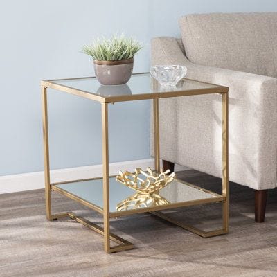Side Table  Steel  Glass  Gold