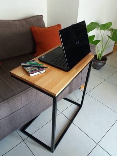 Side Table  Steel  MDF  Black