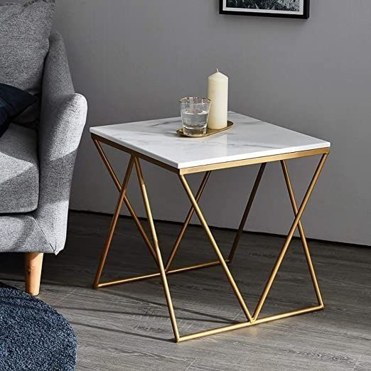Side Table  Steel  Marble  Gold