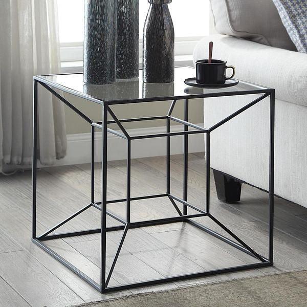 Side Table - Steel - Glass - Black - 50x50x50 cm - Cataloug