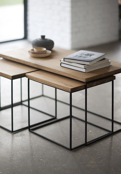 Side Table  Steel  MDF Black