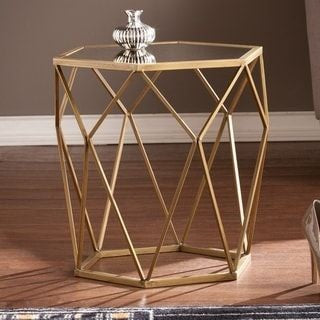 Side Table  Steel  Glass  Gold