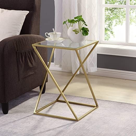Side Table  Steel  Glass  Gold