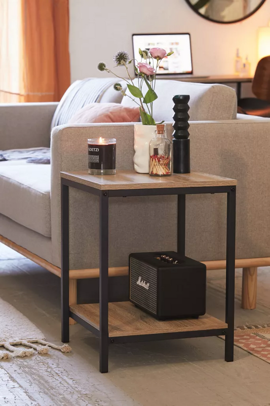 Side Table  Steel  MDF  Black