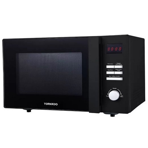 TORNADO Microwave Solo 25 Liter 900 Watt 8 Menus Black TMD-25SE-BK