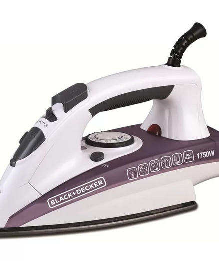 Black & Decker Steam iron Ceramic Coated Soleplate with Anti Calc Drip Self Clean and Auto Shutoff 1750W X1750