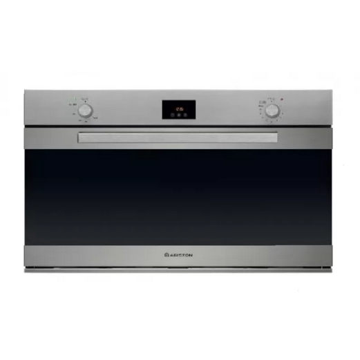 Ariston Built-In Gas Oven 90 cm With Electric Grill 97 Liter 2 Fans Auto Ignition Stainless Steel GESM-55-IX-A-30