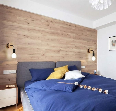 مصباح حائط - معدن - أسود وخشبي - 20×20×10